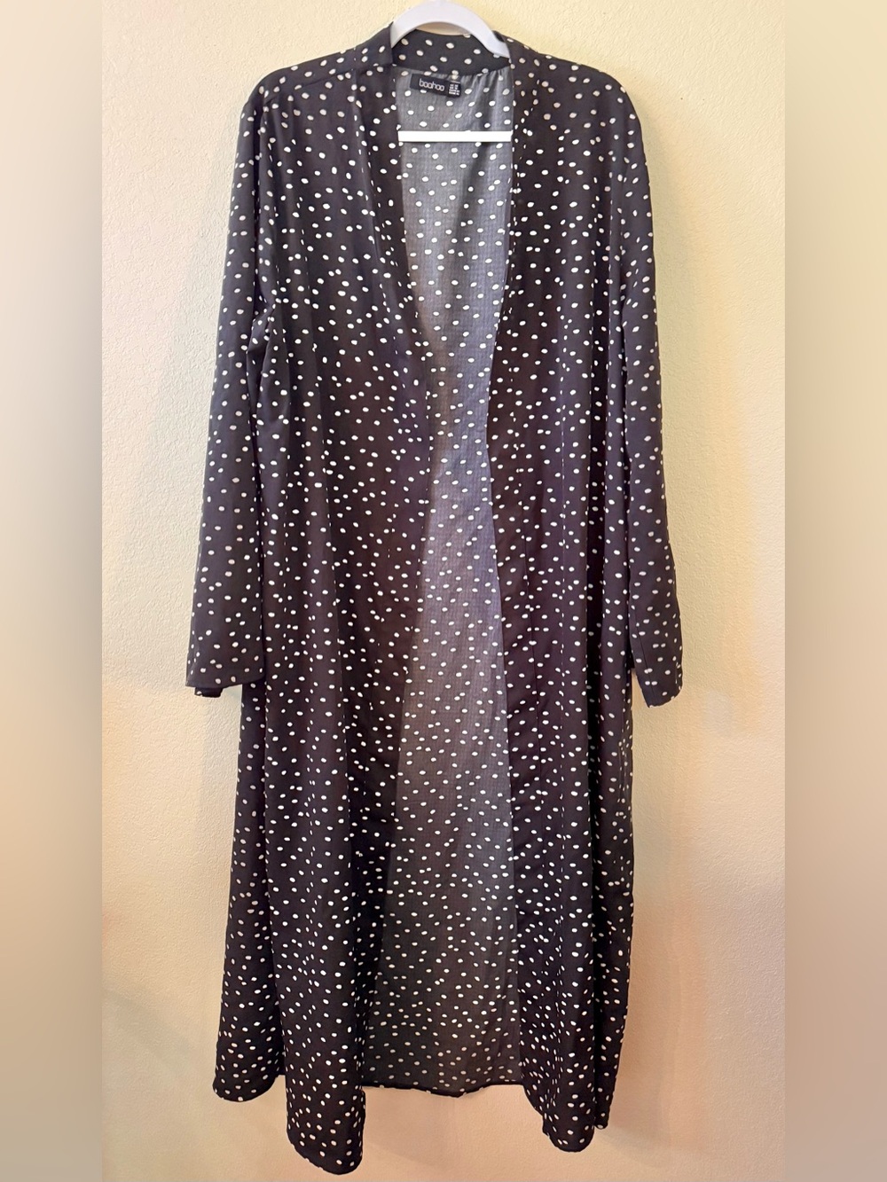 Boohoo Long Polka Dot Duster Kimono